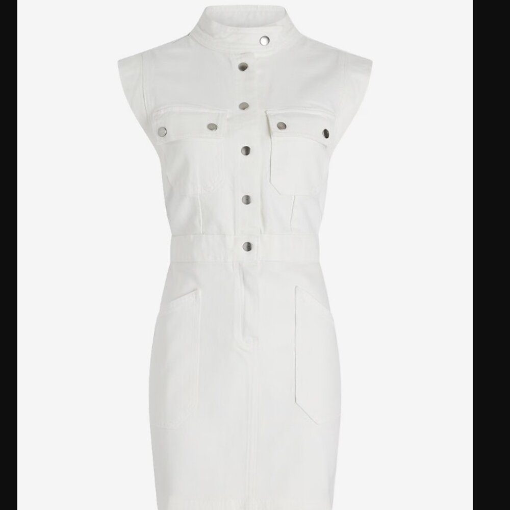 NWT Express Denim Button Front Utility Mini Dress - L